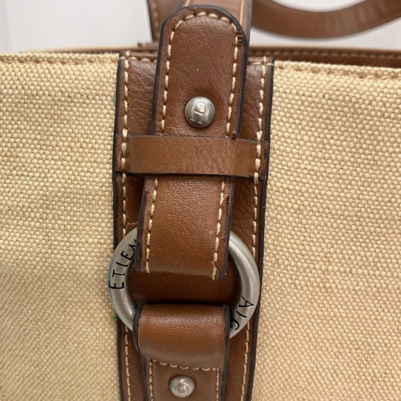 ETIENNE AIGNER Jute Canvas Shoulder Bag Purse Tote - Picture 8 of 16